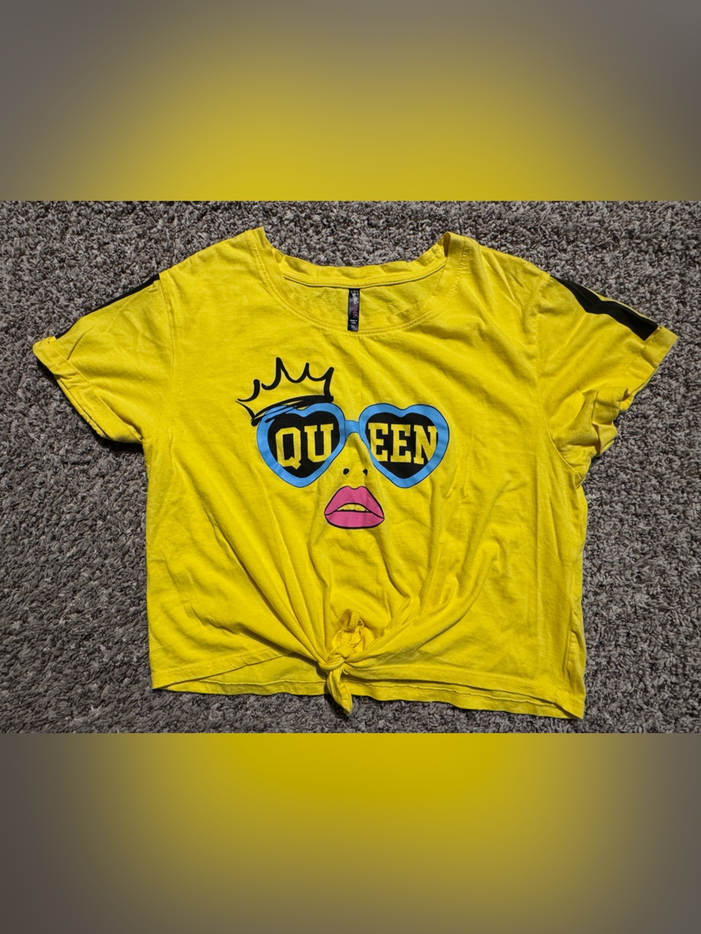 Girls' Yellow 'Queen' Graphic Tie-Front Tee